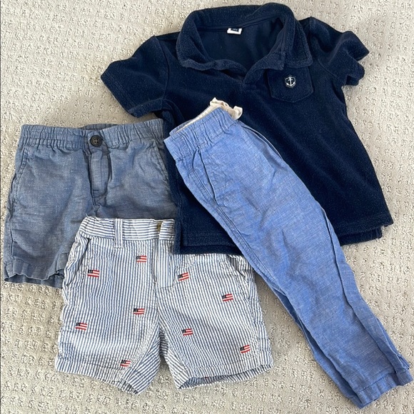 Janie and Jack Nautical Kids Outfit Bundle- Navy, Blue, Striped - Picture 1 of 7